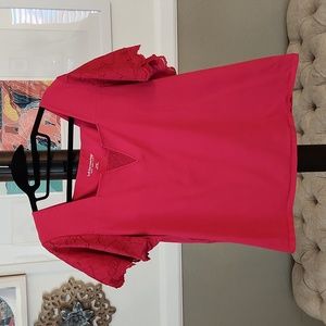 Soft Surroundings Raspberry Pink Lace Top, Size XL